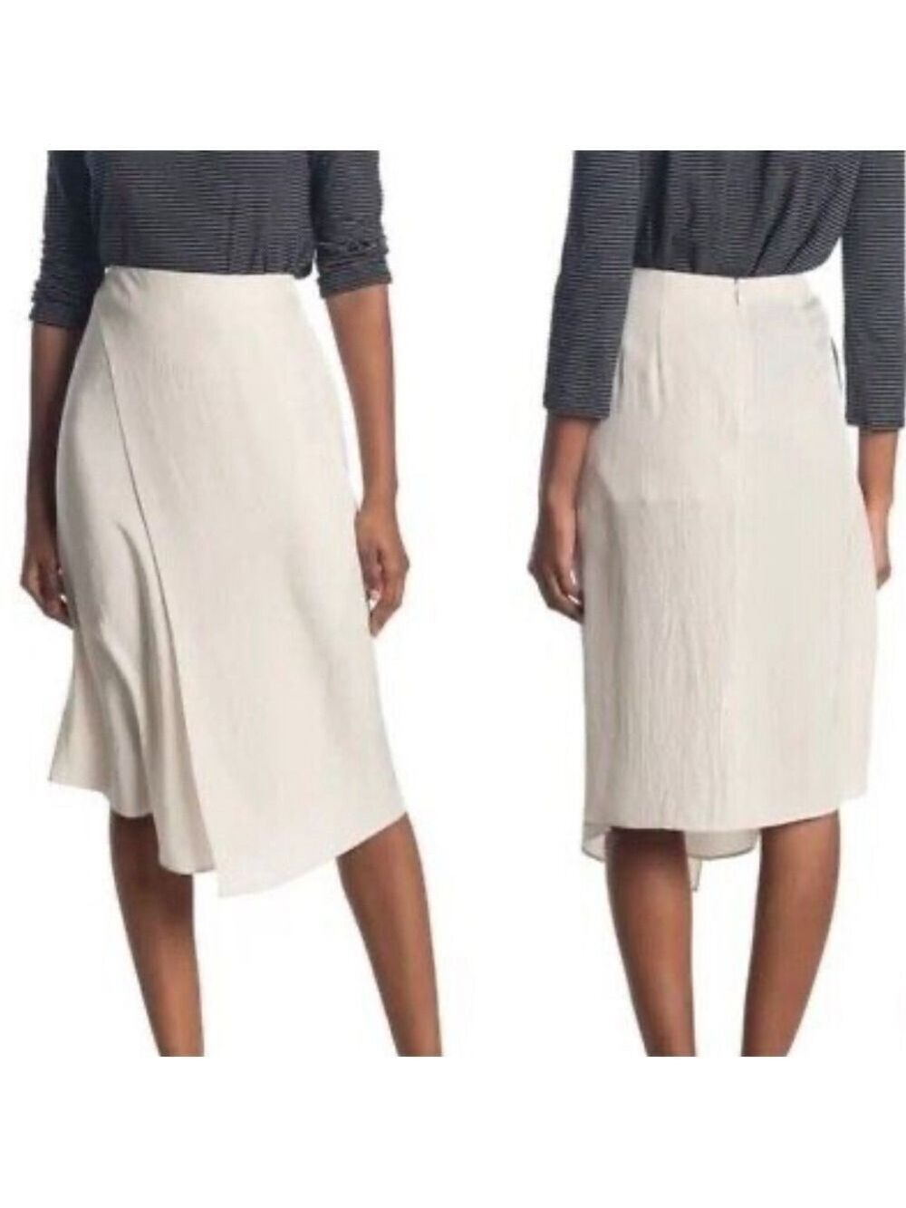 Vince Sateen Midi Skirt in Champagne Size 4